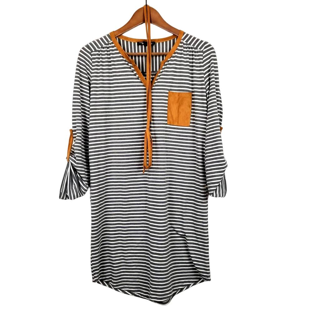 In The Beginning Striped Shirt Dress - S
